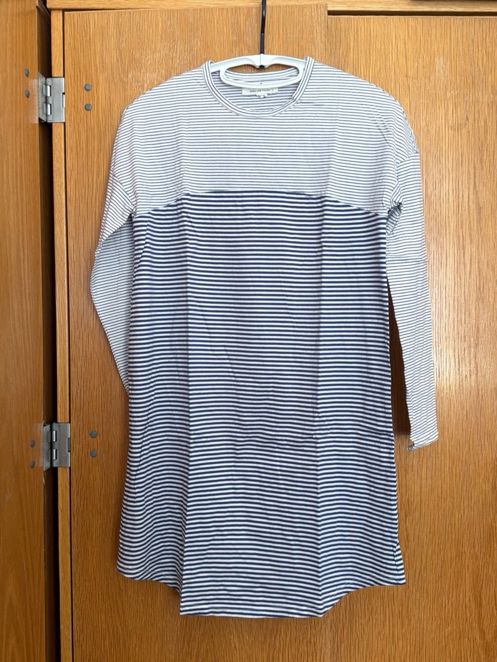 Avec Les Filles White & Navy Striped Tee Dress